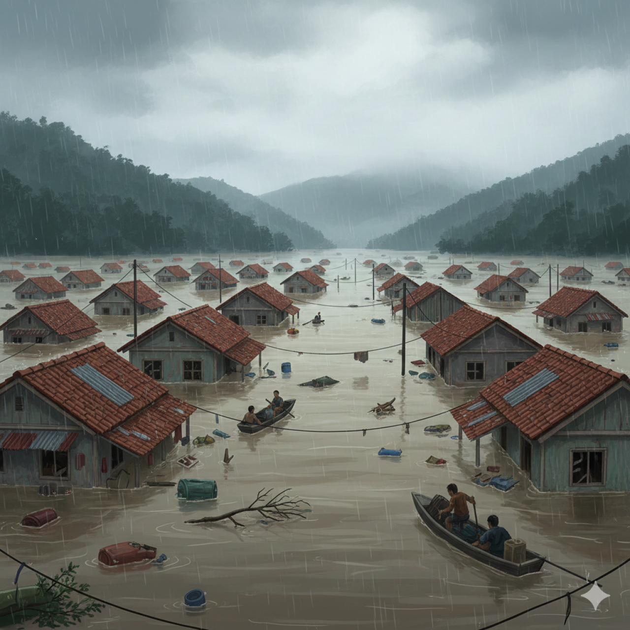Foto: Ilustrasi banjir. (AI/jatimnow.com)