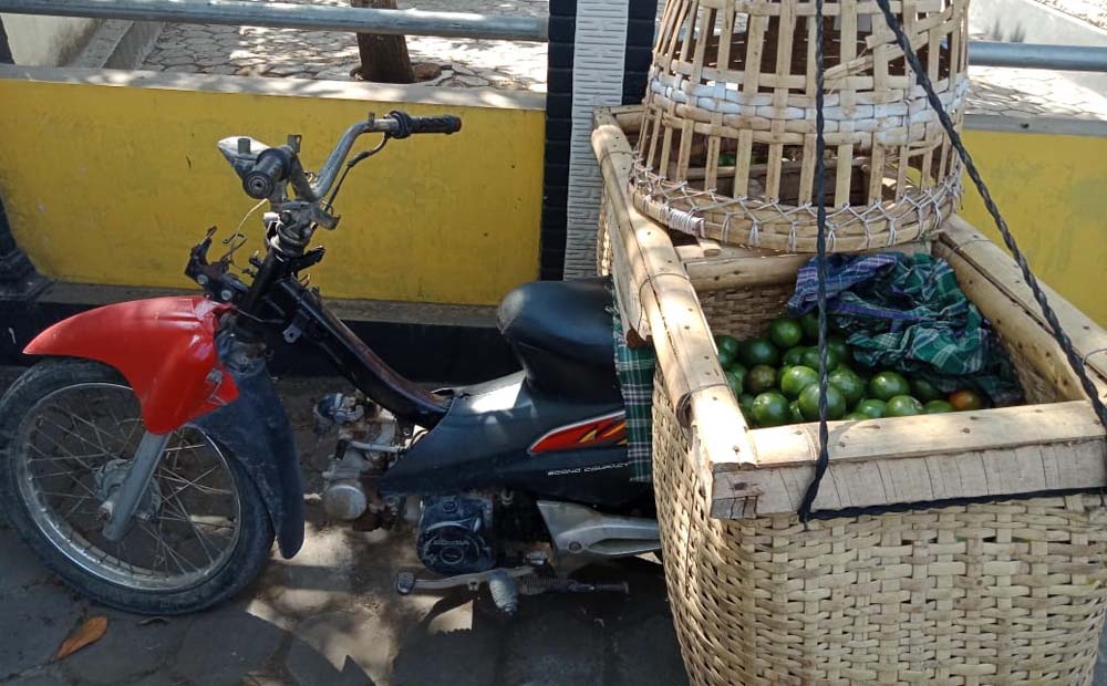 Barang bukti jeruk dan motor yang disita polisi