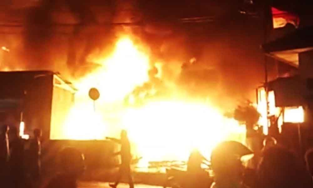 Kebakaran di Pasar Pronojiwo, Lumajang