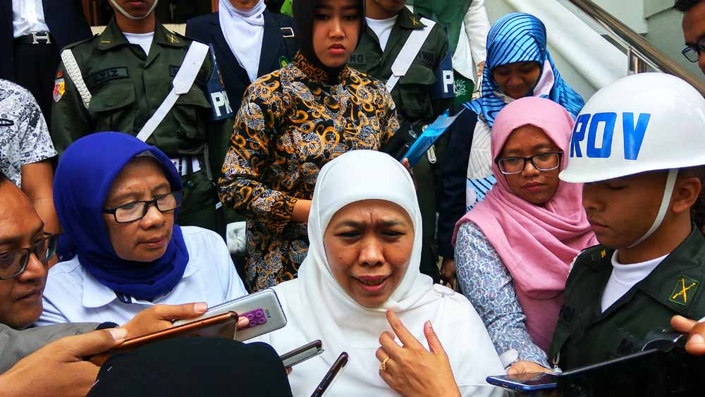 Gubernur Jawa Timur Terpilih Khofifah Indar Parawansa saat berada di kampus Universitas Brawijaya  Malang