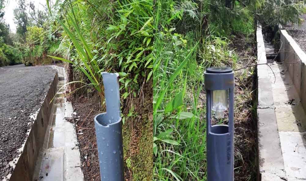 Salah satu lampu yang hilang di jalur pendakian Gunung Ijen