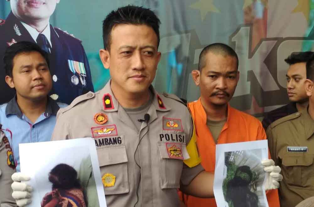 Wakapolres Malang Kota Kompol Bambang Christanto menunjukkan foto 2 Lutung Jawa yang dijual pelaku