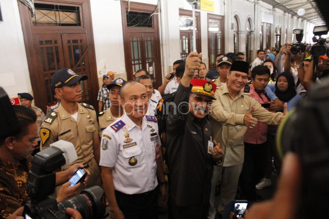 Peluncuran Angkutan Mudik Gratis di Stasiun Gubeng Surabaya/Foto: Arry Saputra


