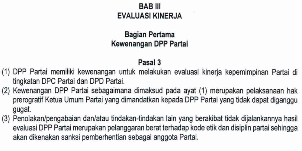 Pasal yang mengatur kader PDIP