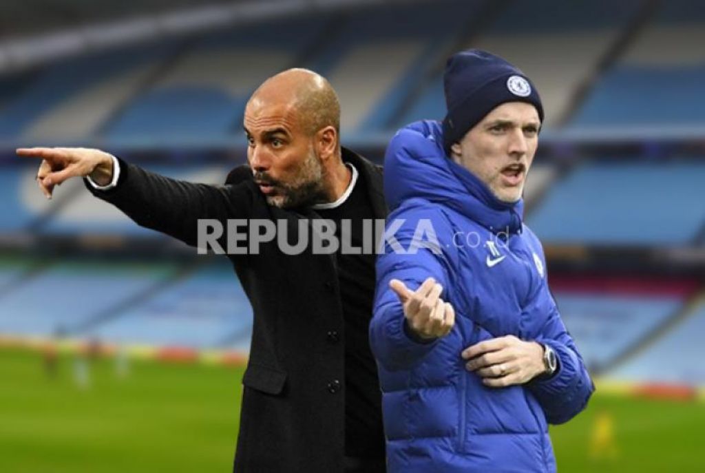Pelatih Manchester City Pep Guardiola (kiri) dan pelatih Chelsea Thomas Tuchel (Foto: DOK REPUBLIKA)