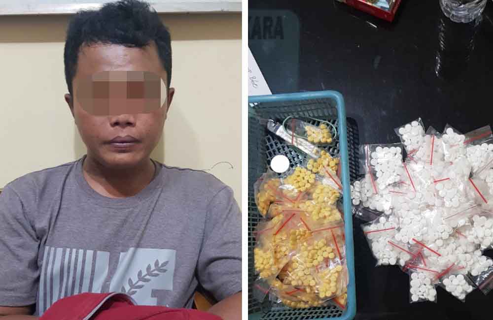 Tersangka bersama barang bukti pil koplo