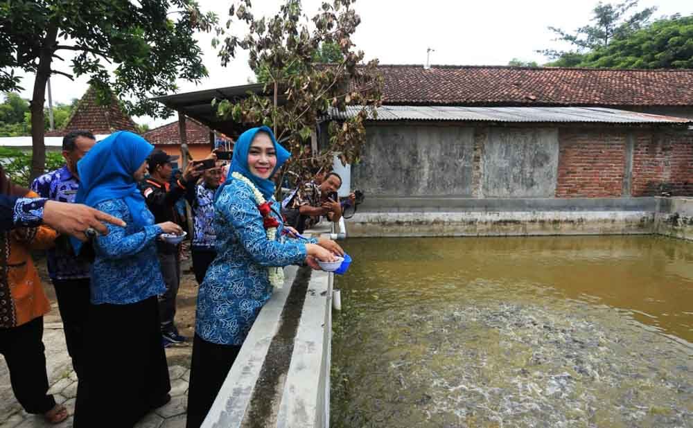 Istri Bupati Ponorogo melihat kolam ikan warga