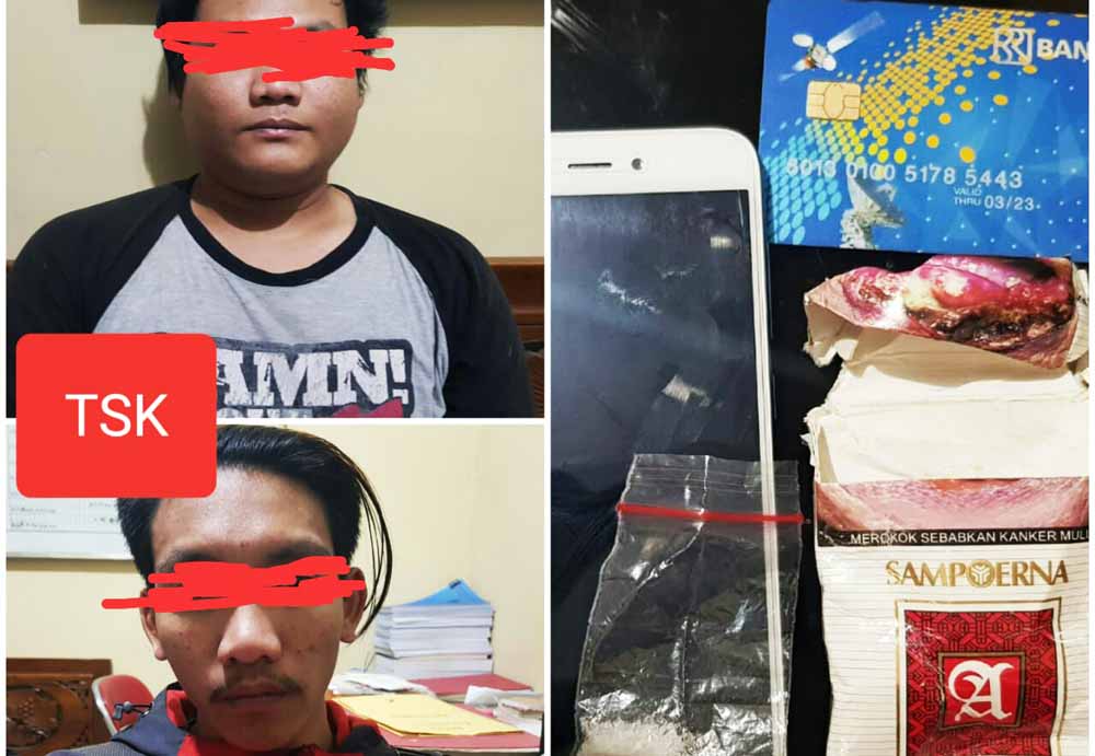 Dua tersangka bersama barang bukti sabu
