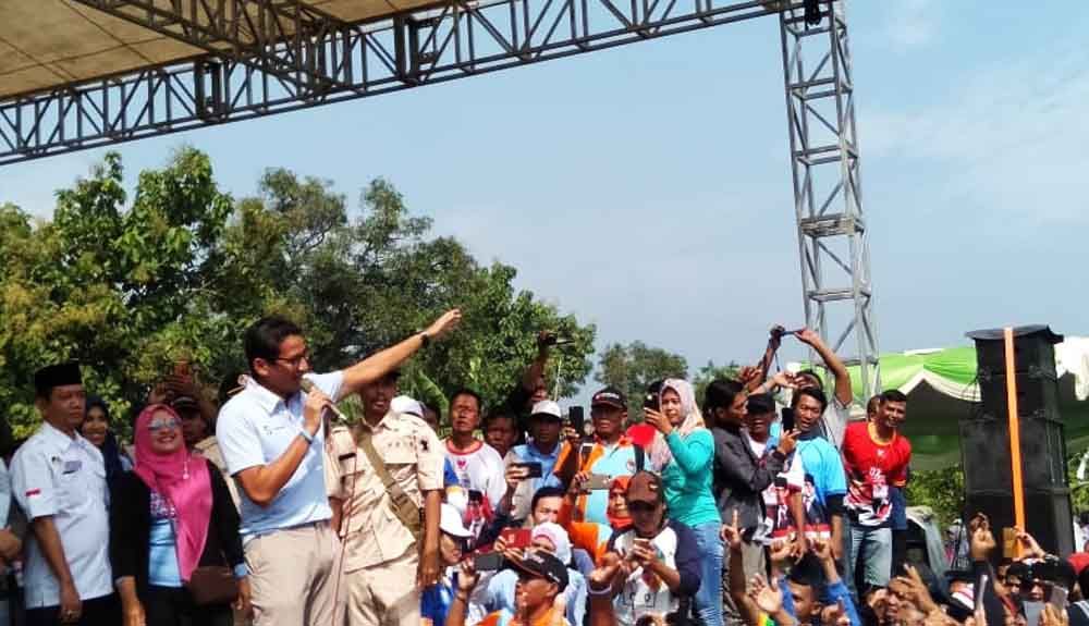 Cawapres Sandiaga saat kampanye akbar di Tulungagung/ Foto: Bramanta Pamungkas