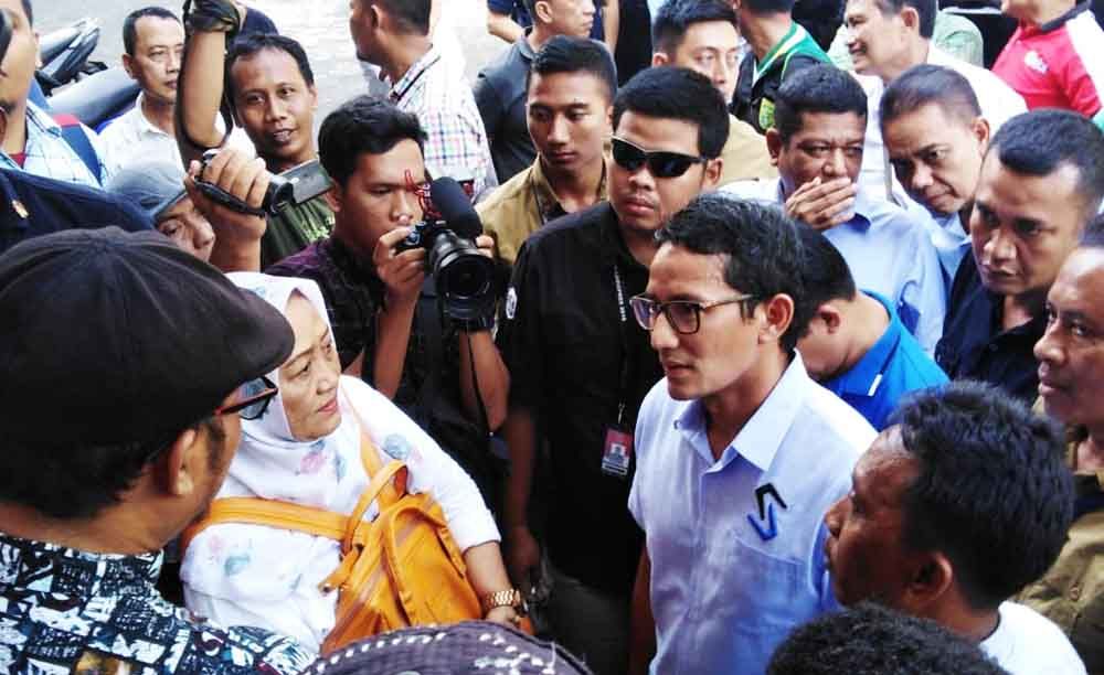 Cawapres Sandiaga Uno saat di Surabaya