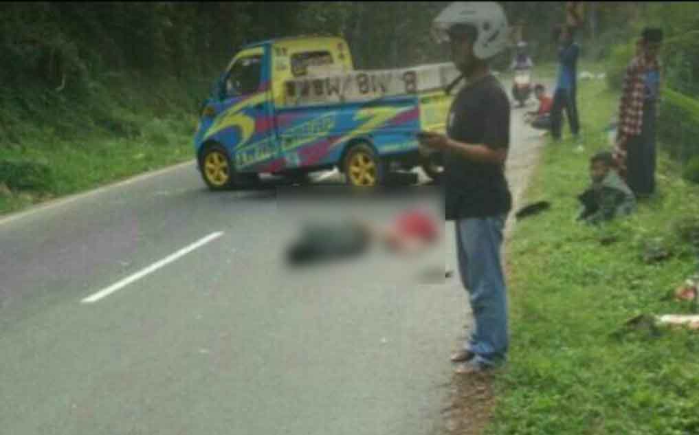 Lokasi kejadian pikap tabrak santri di Pacitan.