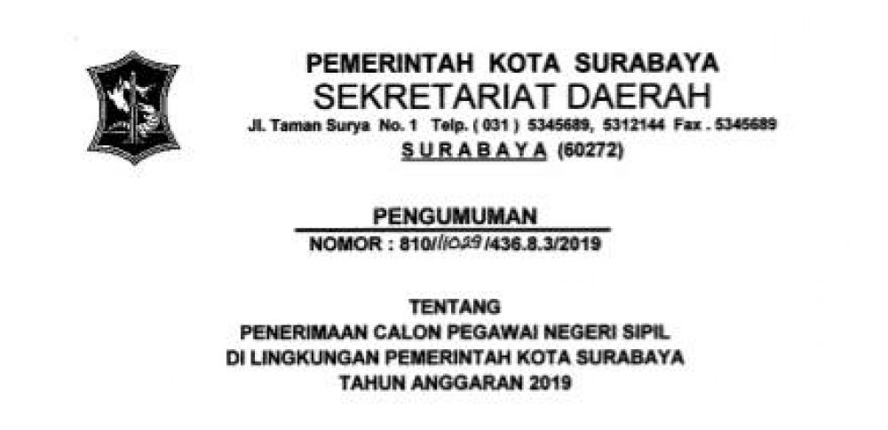 Pemkot Buka Pendaftaran CPNS Surabaya, Ini Formasi yang Dibutuhkan