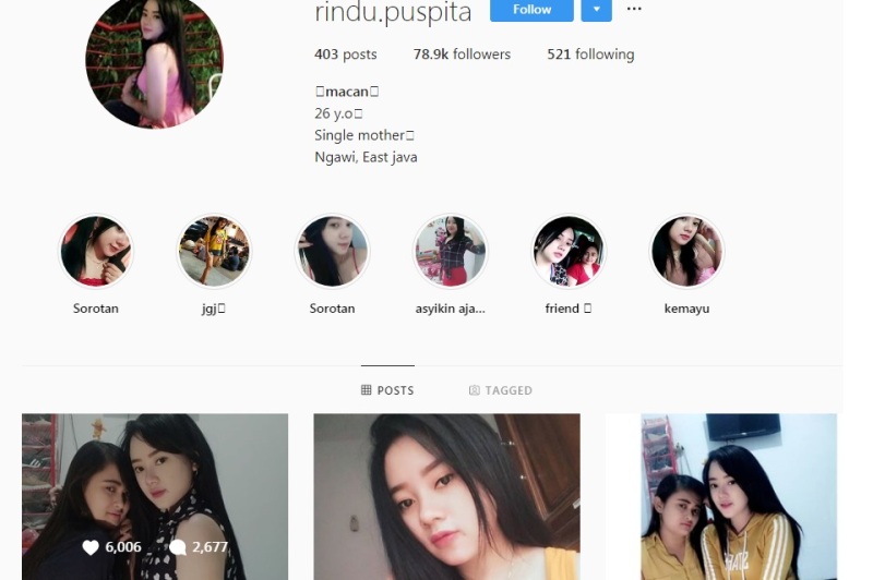 Screenshot akun instagram @rindu.puspita yang dibanjiri ucapan keprihatinan. 