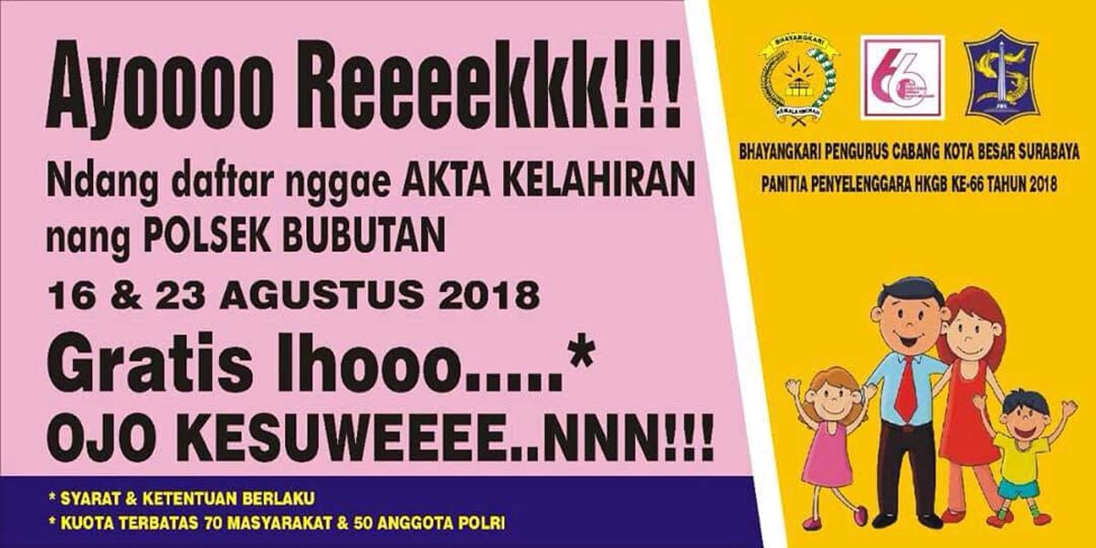 Pamflet akta lahir gratis.