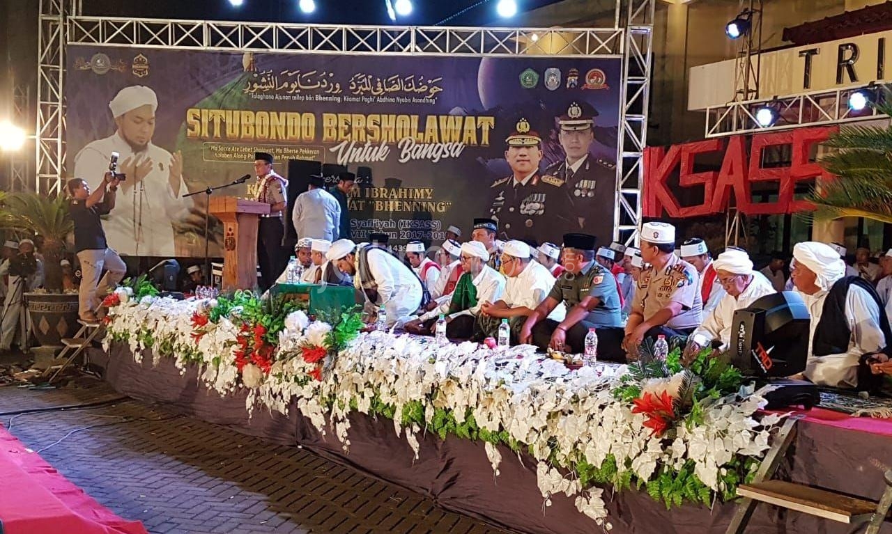Kapolres Situbondo saat sambutan di acara Situbondo bersolawat/istimewa