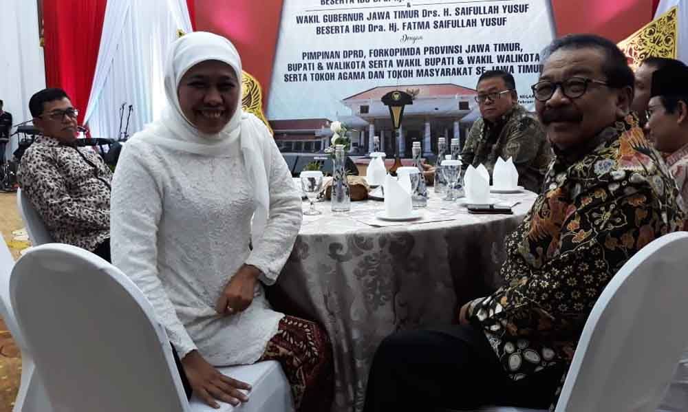 Soekarwo dan Khofifah saat acara malam purna tugas di Grahadi