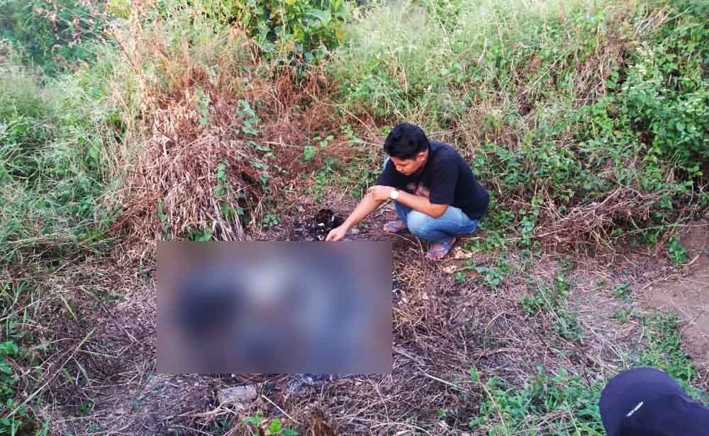 TKP ditemukannya tengkorak dan tulang manusia gosong