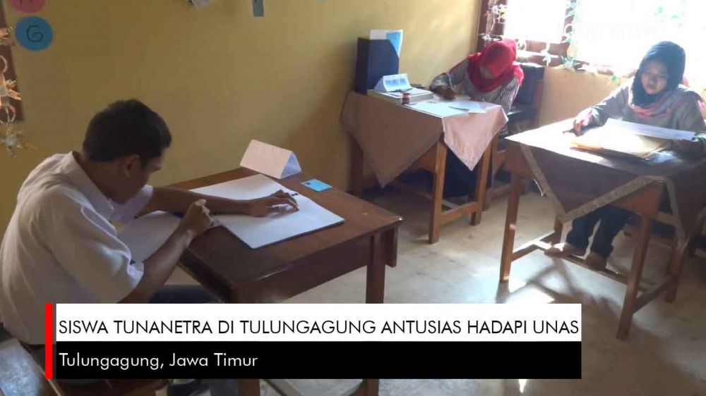 Video: Siswa Tunanetra di Tulungagung Antusias Hadapi Unas