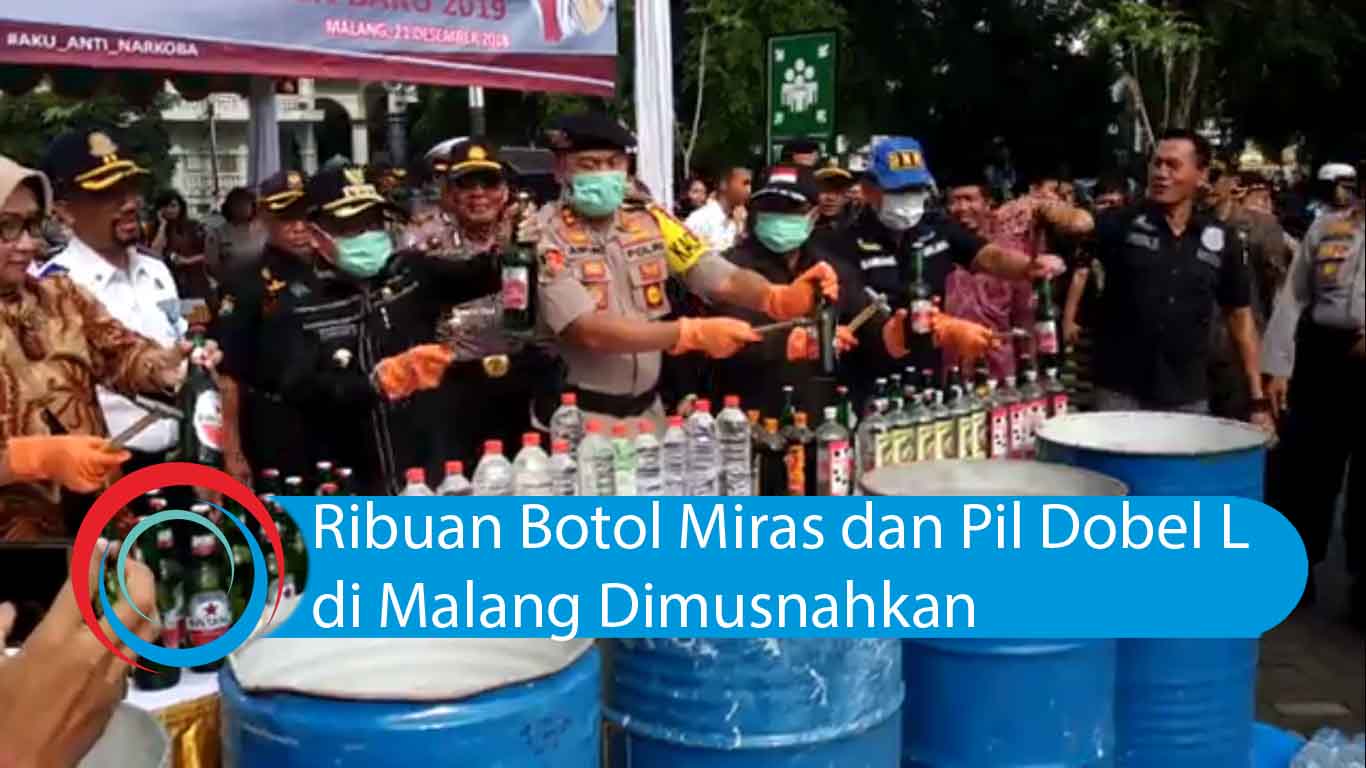 Video: Ribuan Botol Miras dan Pil Dobel L di Malang Dimusnahkan