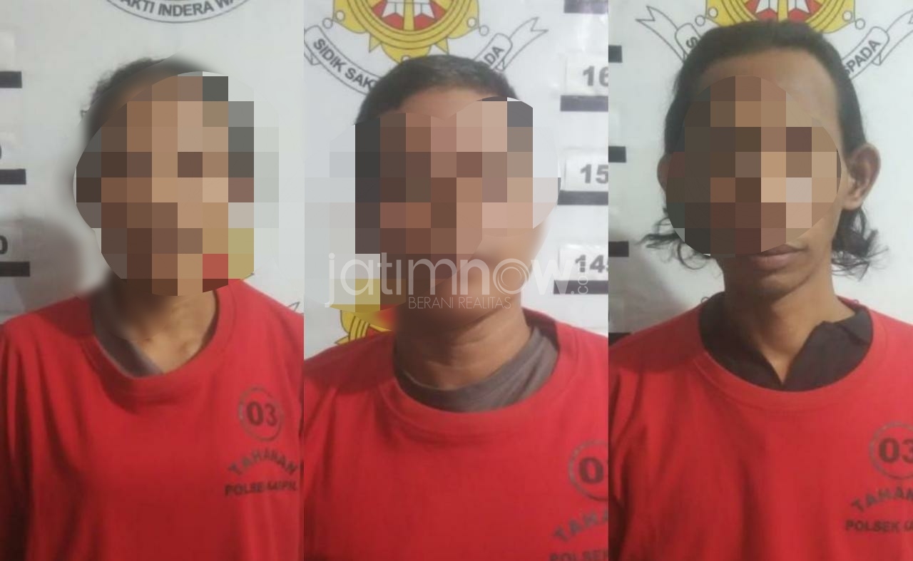 Tiga tersangka yang hendak pesta sabu saat ditangkap polisi/Foto: Arry Saputra