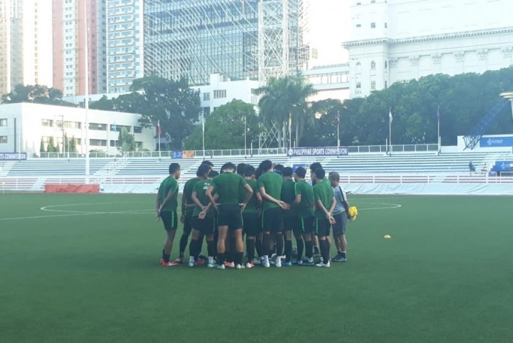 Tim Nasional U-22 Indonesia berlatih di Rizal Memorial Stadium, Metro Manila, Filipina (Foto: Republika/Frederikus Bata)