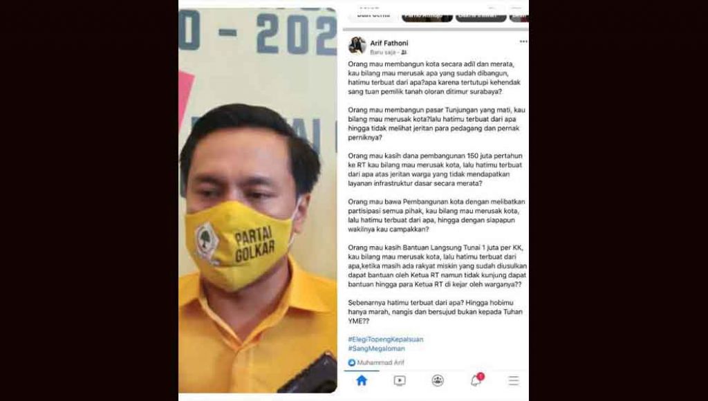 Wakil Ketua DPD Partai Golkar Kota Surabaya Arif Fathoni.