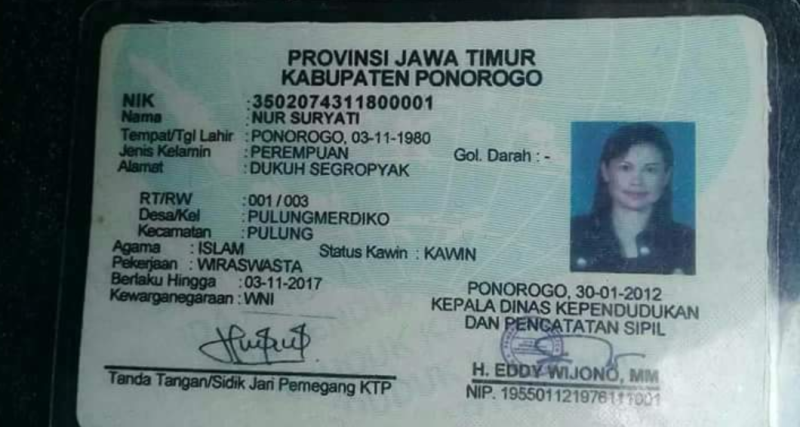 KTP TKI yang diupload oleh akun Cyntia